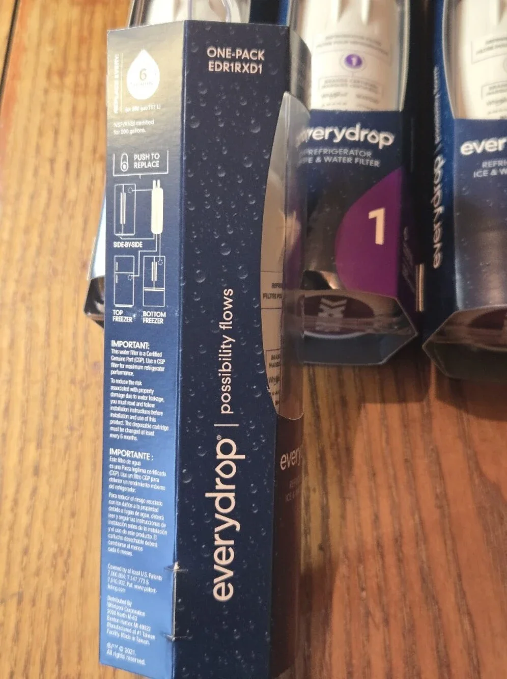 EveryDrop #1  Refrigerator Ice and Water Filter ΕDR1RXD1 New SEALED Lot Of 4